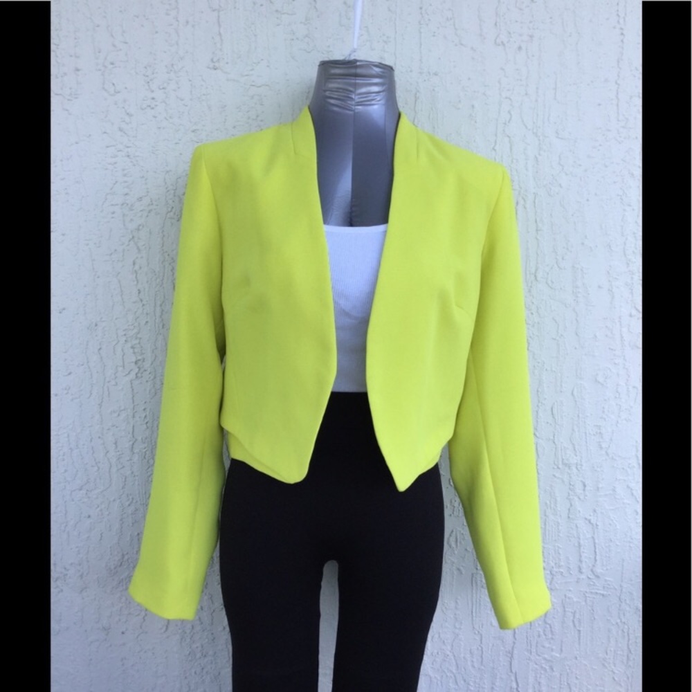 TopShop Lemon Lime Green Open Cropped Blazer